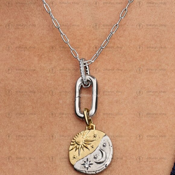 Pandora Sun and Moon Medallion Charm|Pendant|Two-tone - Picture 2 of 2